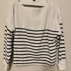 French Connection Black and White Striped Sweater